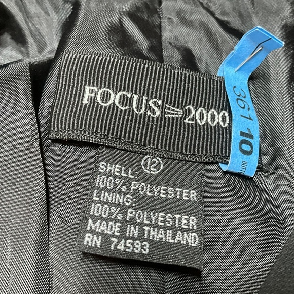 FOCUS 2000 Black Fully Lined Long Line Blazer / Jacket / Coat US Sz 12 - Picture 4 of 8